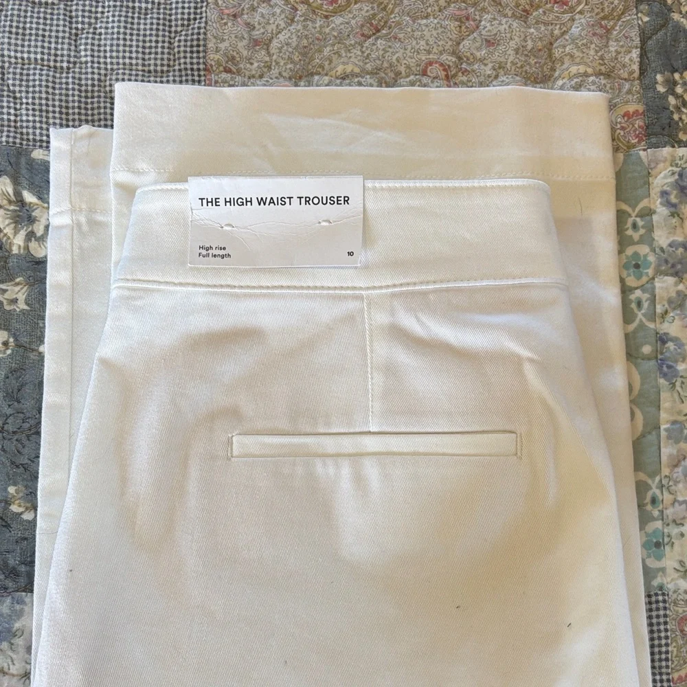 Ann Taylor Factory White Sailor-Inspired Straight Leg Trousers with Gold Buttons - Picture 2 of 4